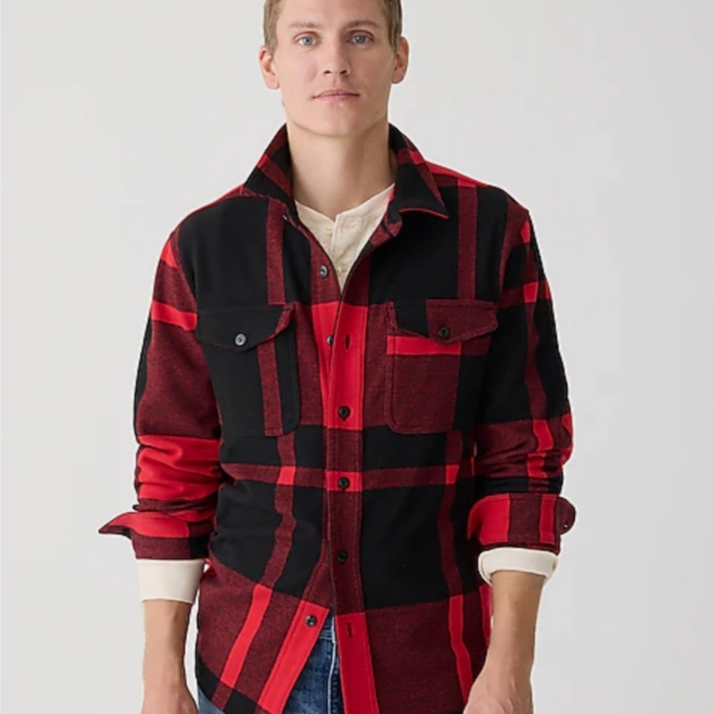 J Crew Seaboard soft-knit shirt in Red and Black Plaid